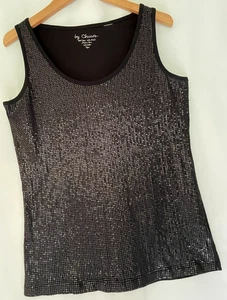 By Chico's Gr. S 0 schwarz Pailletten verziert Tank Top Bluse elegant HoLiDAY ParTy - Bild 1 von 5
