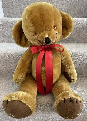 Large Antique Vintage Merrythought Cheeky 25” Teddy Bear W/ Bells & Label - Image 1 of 4