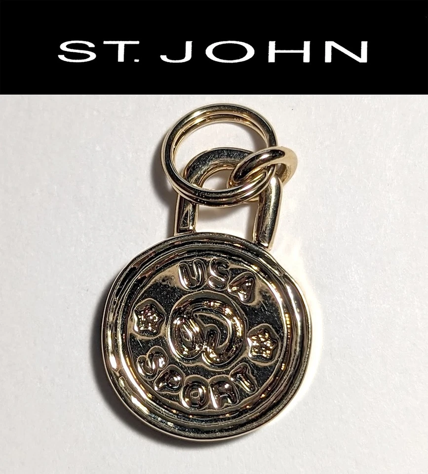 St John вязаные золотистые монеты Sport SJ логотип молнии тянуть/кулон - Изображение 1 из 1