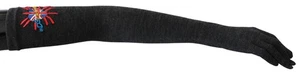 Dolce & Gabbana Gray #DWomen'sLondon Embroidered Virgin Wool Women's Gloves - Picture 1 of 4