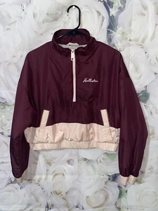 hollister M maroon pink 1/4 zip crop pullover jacket - Picture 1 of 6