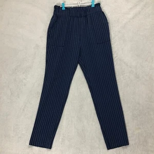 Style Rack Pinstripe Pants High Waist Paper Bag Waist Casual Blue Size Large - Picture 1 of 7