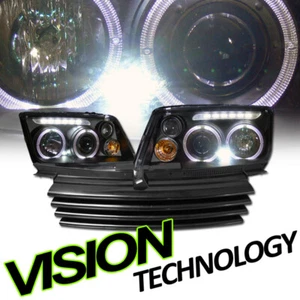 For 99-05 Jetta Mk4 Black LED Halo Projector Headlights Headlamps W/Fog+Grille H - Picture 1 of 2