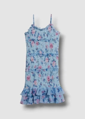 $88 Flowers By Zoe 儿童女孩蓝色无袖花卉连衣裙 4 码 — 第 1/3 张图片