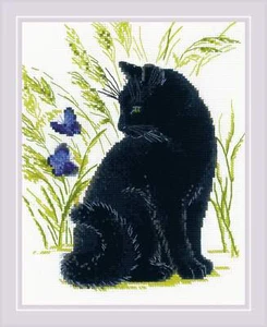 Riolis Counted Cross Stitch Kit Black Cat R2001 - Picture 1 of 5