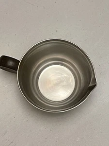 Vintage MCM Lundtofte Denmark Edelstahl Milchkännchen rund Teak Griff - Bild 1 von 10