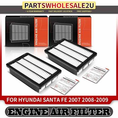 2 peças filtro de ar do motor para Hyundai Santa Fe 2007 2008-2009 2.7L 3.3L painel rígido - Imagem 1 de 4