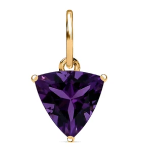 AAAAA Lusaka African Amethyst 9K Yellow Gold "Triillion Solitaire" Pendant. - Picture 1 of 6