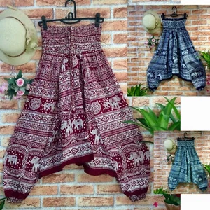 Freizeit entspannte Hose Overall Baggy Harem Yoga Drop Schritt Rayon Elefant Blumenmuster - Bild 1 von 8