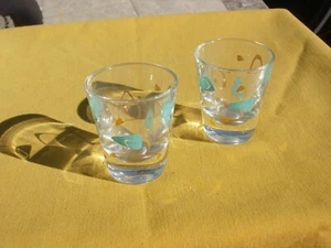 TÜRKIS UND GOLD ART DECO MUSTER ZWEI SCHUSSGLÄSER - Bild 1 von 3