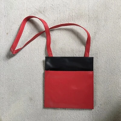 Cleo & Patek Paris Bag Red & Black Square Shoulder Bag Genuine Leather 9.5"H - Image 1 of 4
