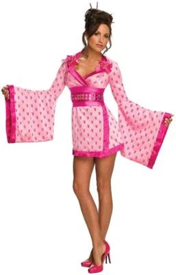 Geisha Playboy Pink Kimono Japanese Fancy Dress Up Halloween Sexy Adult Costume - Image 1 of 2