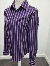 Yves Saint Laurent Purple Cotton Striped Shirt Size Medium