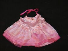 Build a Bear Pink Satin Jewels Birthday Gown Dress Halter Valentine's Day Outfit