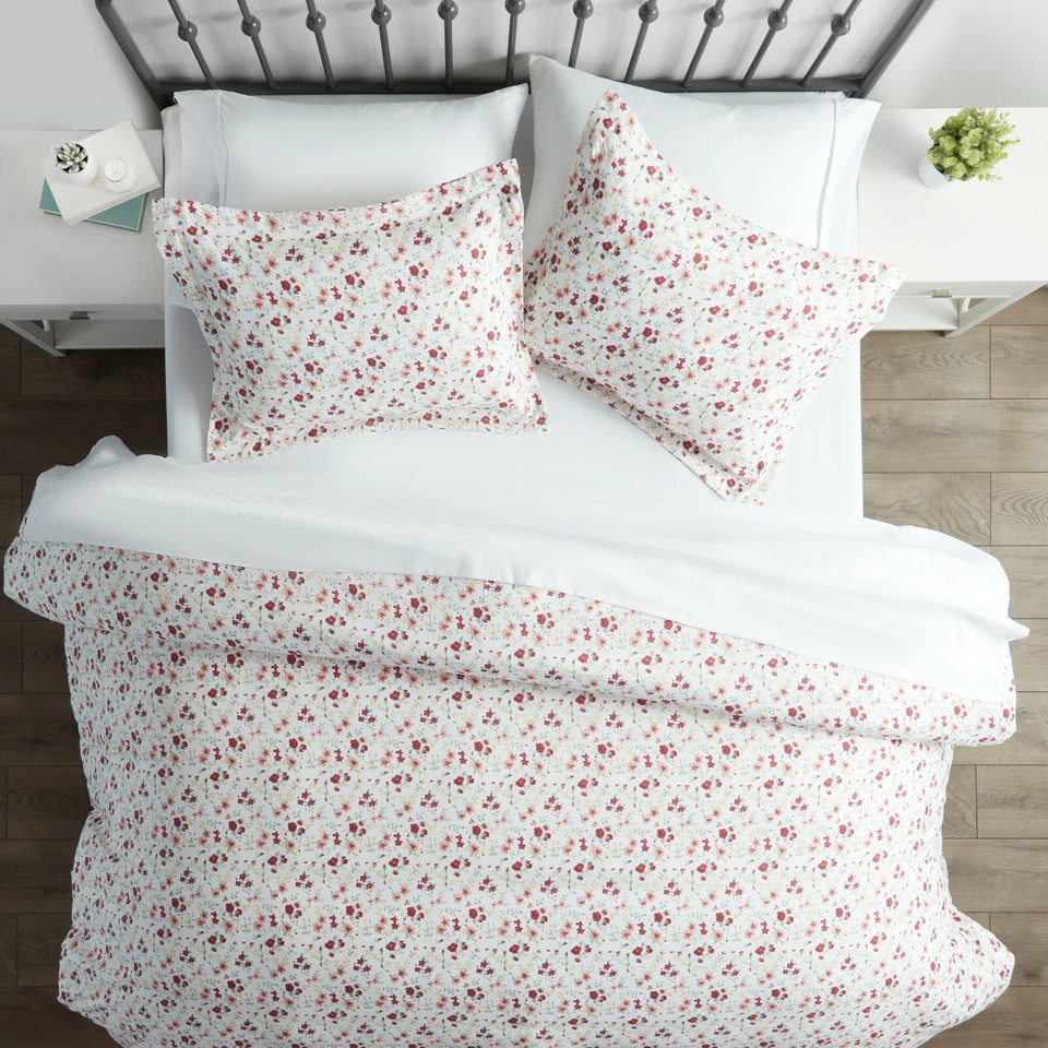 Conjunto de Capa de Edredom Kaycie Cinza Moda Premium Ultra Macia 3 Peças Estampa de Flores - Imagem 1 de 1