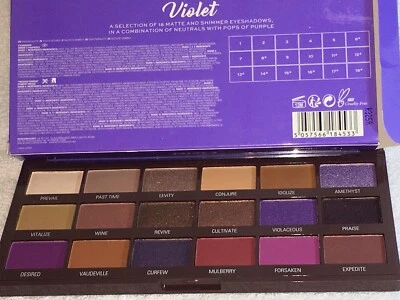 I Heart Revolution Violet 18 Matte & Shimmer Eyeshadows Neutrals & Purples NIB - Image 1 of 4