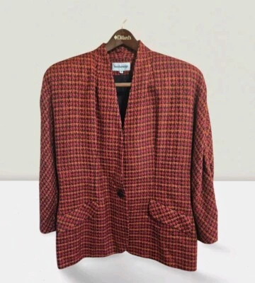 Blazer Breckenridge vintage para mujer talla 16 hecho en unión rojo naranja pata de gallo Foto 1 de 4
