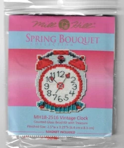 Spring Bouquet Vintage Clock Mill Hill Cross Stitch Kit Beads & Treasure - Picture 1 of 2