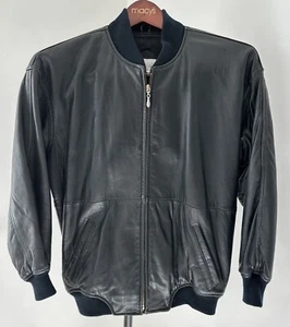 Nordstrom Town Square Leather Motorcycle Biker Bomber Jacket Black Sz XS petite - Picture 1 of 14