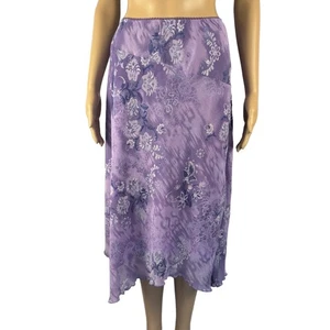 b.g.a.y.c.d.a Career Purple Floral Midi Slip Skirt XL Lined Elastic Waist - Picture 1 of 13