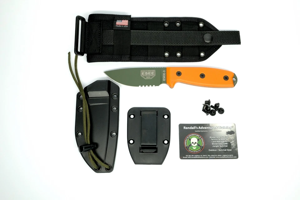 Cuchillos ESEE 3SM-MB-OD OD verde 1095 acero al carbono naranja G10 con funda MOLLE Foto 1 de 1