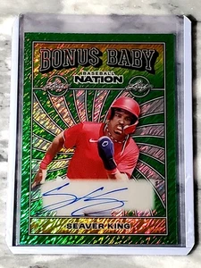 Seaver King 2025 Hoja Nación de Béisbol Bonus Bebé Verde Brillo Automático/5 Nacionales - Imagen 1 de 2