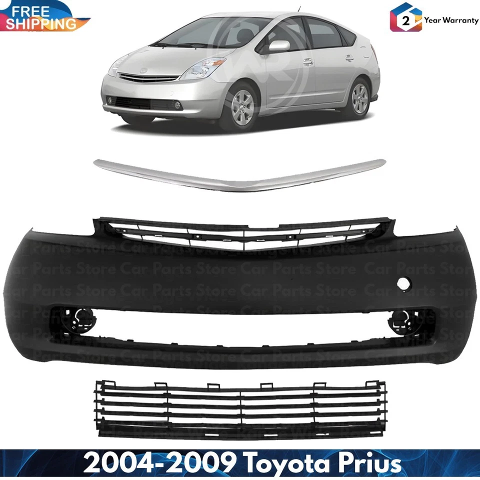 Front Bumper Cover Fascia & Lower Grille Kit For 2004-2009 Toyota Prius Foto 1 de 4