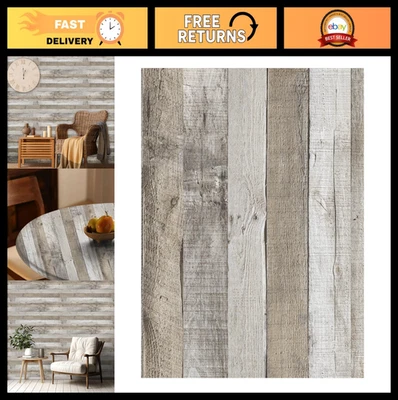 Papel de contacto bloque de carnicero de madera sintética - Pelar y pegar papel tapiz 17,5"x236" - Vint Foto 1 de 4