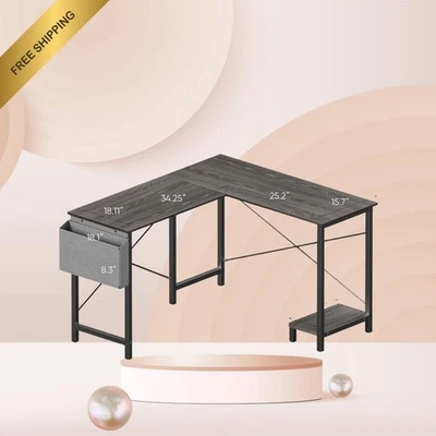 Mesa de trabajo esquinera de 50 pulgadas para escritorio de computadora en forma de L con soporte para CPU Foto 1 de 4