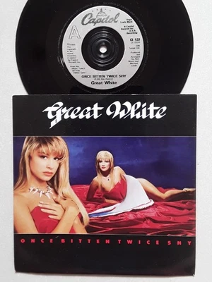 GREAT WHITE * ONCE BITTEN TWICE SHY * 1989 45T SP MADE IN UK  - Photo 1/2