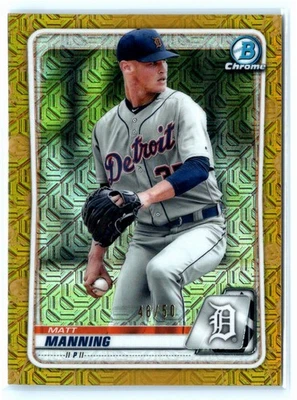 2020 Bowman Chrome #BCP-229 Matt Manning Prospects Mojo Refractor Gold #/50 - Image 1 of 2