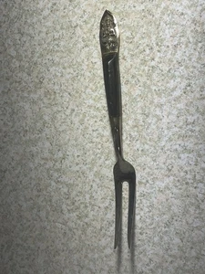 Vintage Siam Messing 2 Zinken Gabel Servierbesteck Buddha Teakholzgriff gebraucht - Bild 1 von 13