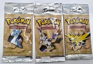 1999 Pokemon Fossil Unlimited Sealed Booster Pack Art Set Sealed 3 Packs Fresh - Picture 1 of 8
