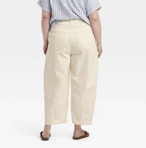 Women's Mid-Rise Barrel Leg Ankle Jeans - Universal Thread Cream Size 26 - Picture 1 of 2