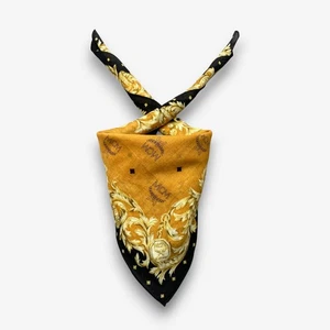 Vintage MCM Handkerchief Scarf Ornate Monogram Luxury Neckerchief Bandana 19" - Picture 1 of 4