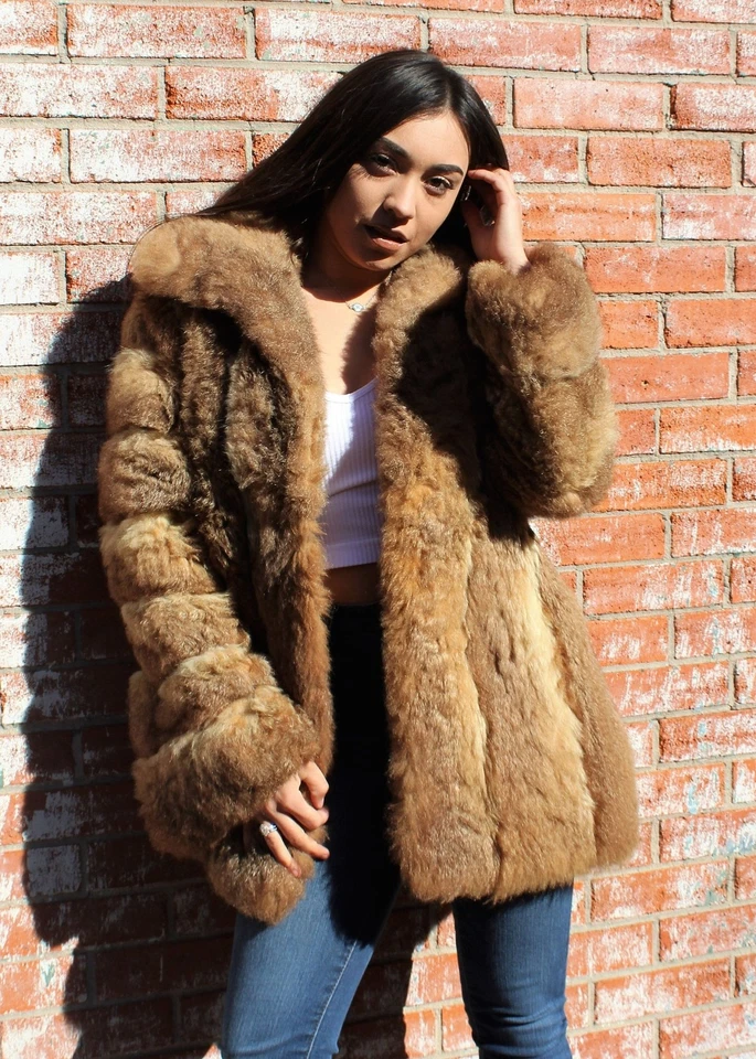 Abrigo de piel vintage años 60 tonos de marrón pequeño para mujer marca Joe Foto 1 de 4