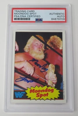 Tarjeta de novato Moondog Spot WWF WWE firmada autógrafa automática 1985 Topps # 19 PSA Foto 1 de 4