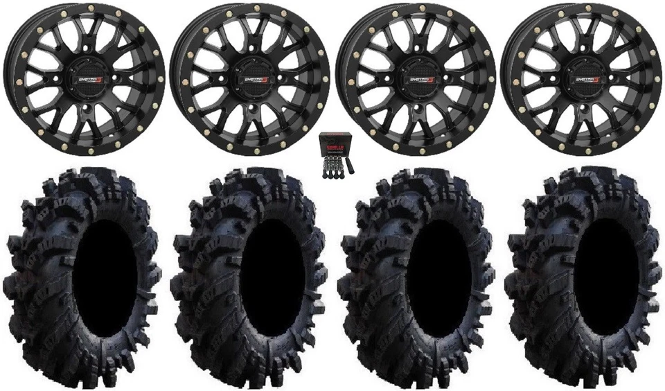 System 3 ST-3 Black 14" Wheels 28" Intimidator Tires Yamaha Viking Wolverine - Image 1 of 4