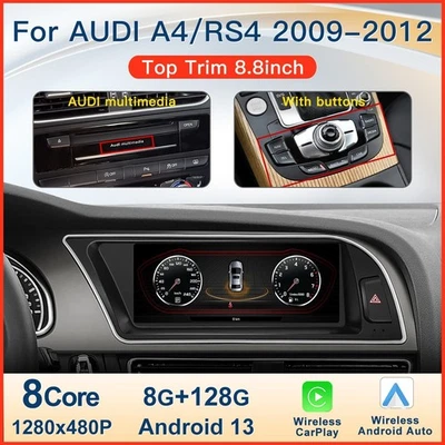 Apple Carplay Kabellos Autoradio GPS Navi WIFI 8+128GB Für Audi A4 RS4 2009-2012 - Bild 1 von 4