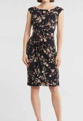 Vestido Vaina Floral Connected Apparel Acanalado Elastizado Hasta la Rodilla TALLA 16 Foto 1 de 2