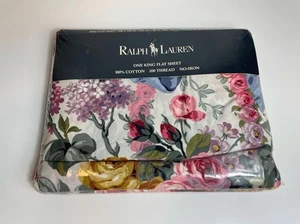 RALPH LAUREN Allison Multi Floral KING Flat Sheet Country Flowers NEW - Picture 1 of 8