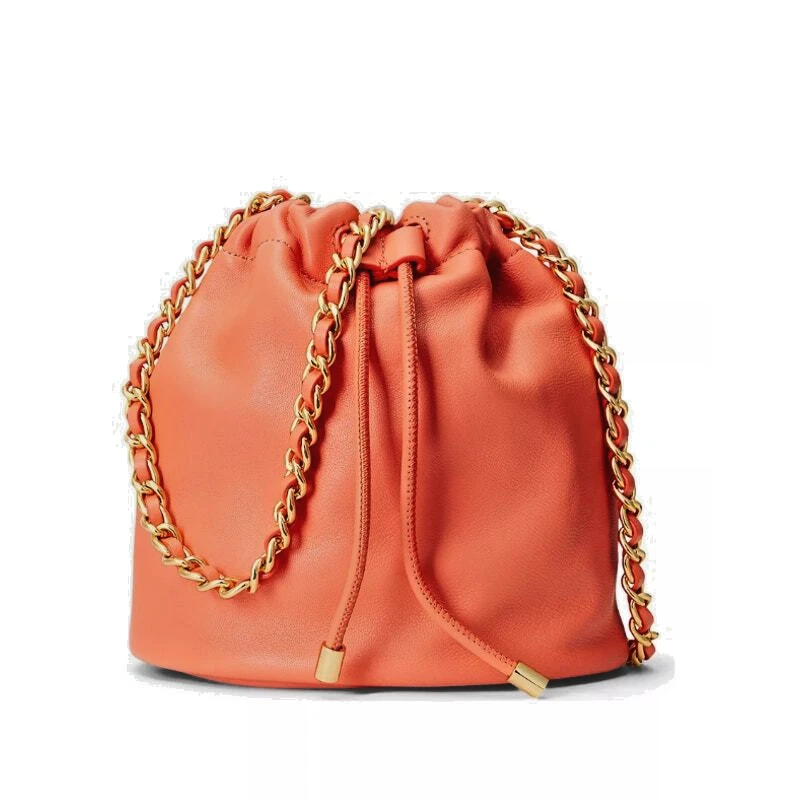 Lauren Ralph Lauren Portside Coral Nappa Leather Medium Emmy Bucket Bag