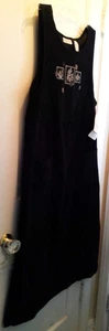 Expressions Plus Velour Long Dress Black Pull On Sleeveless Pockets Women Sz X - Picture 1 of 8