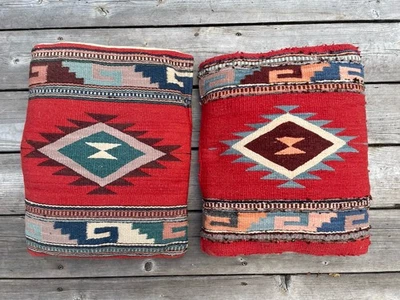 Lot Of 2 Colorful Wool Kilim pillows 17 X 13 Aztec Boho Western Vintage - Image 1 of 4