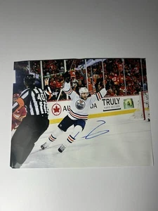 Foto autografiada por Leon Draisaitl 11x14 Edmonton Oilers NHL - Imagen 1 de 1