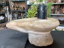 1800's Antique Hand Carved Marble Stone Lord Shiva Lingam Worship Idol Statue 9"