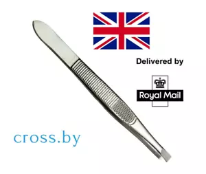 Flat Tweezers Eyebrow Hair Beauty Stainless Steel Tweezer Precision Splinter UK - Picture 1 of 3