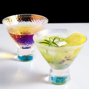 Lysenn Iridescent Stemless Martini Glasses Set of 2 - Premium Hammered Cockta... - Picture 1 of 9