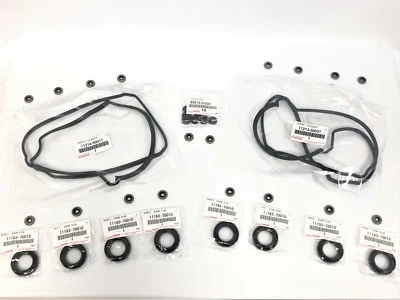 NUEVO GENUINO TOYOTA TAPA VÁLVULA JUNTAS, ARANDELA Y BUJÍA JUEGO DE SELLOS CANTIDAD 28 Foto 1 de 3
