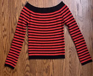 Romwe Red Black Striped Long Sleeve Sweater Size Small NWOT - Picture 1 of 4